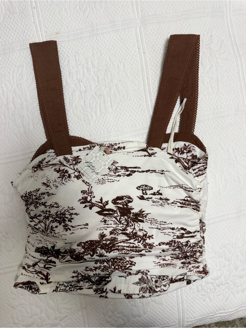 Free People Brown Toile Square-Neck Tank Top - Picture 3 of 3